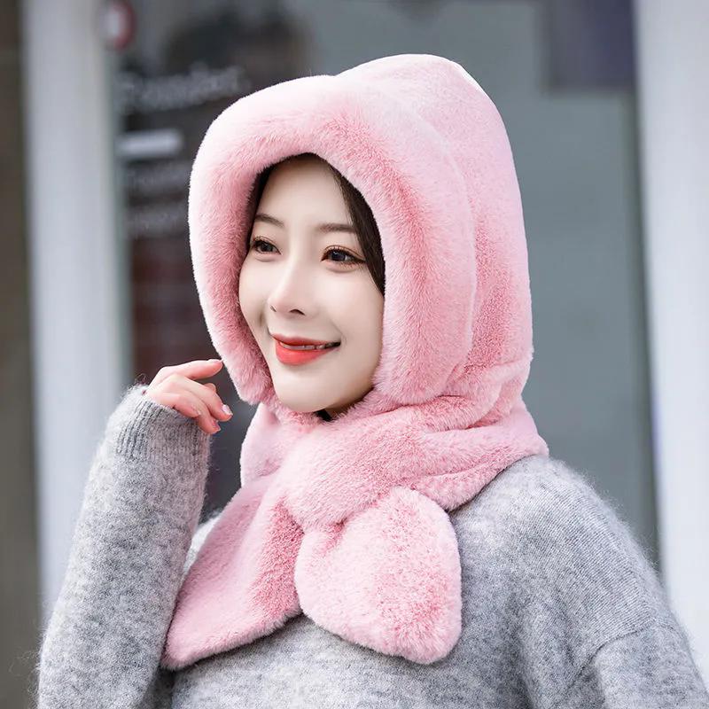 WTEMPO Women's Autumn Winter Casual Versatile Ear Protection Hats Retro Elegant Warm Thickened Soft Solid Color Windproof Cold-proof Hats