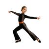 Tuta Jumpsuit Leopardata per Bambine Danza Latina Jazz Collo Alto Manica Lunga Fori per i Pollici Color Block Gamba a Zampa Bodysuit Zip Posteriore per Spettacolo