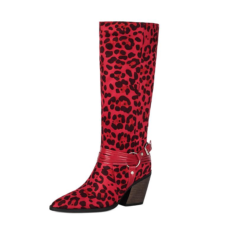FOREADA Women Knee High Boots Pointed