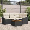 Garden Sofa Set with Storage 5 pcs Black and Cream Poly Rattan