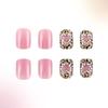24 Pcs False Nail with Rhinestones Valentines Day Press On Nail Leopard Heart Acrylic Nail Full Cover Stick On Nail