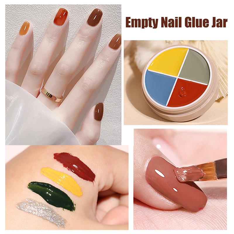 3/4 Grids Nail Patting Gel Empty Jar Glitter Nail Painted Polish Holder Case Packaging Box Manicure Uv Glue Organizer Plastic