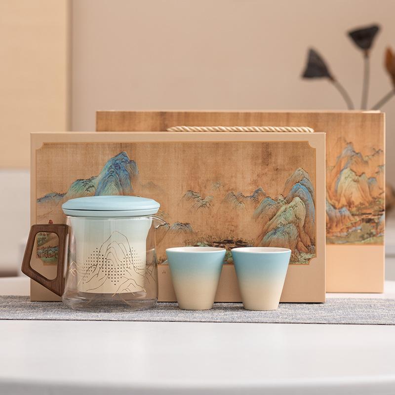 

Чайный сервиз с чайной чашкой Qianli Jiangshan и фильтром-вкладышем, компания открывает для приема гостей и учителей высококлассные сувенирные подарки