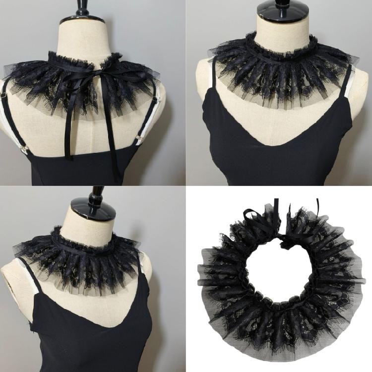 Baroque Style Detachable Lace Ruffe Neckwear Comfortable Neckpiece Collar Decorative Edging For Bridalwear And Costumes