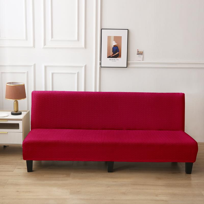 Jacquard Sofa Bed Cover High-quality Polar Fleece Fabric Armless Sofa Bed Cover Without Armrest For Living Room Stretch Folding