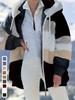 Elegant Women's Fleece-Lined Hooded Jacket with Zip Pockets - Cozy & Warm for Fall/Winter, Machine Washable