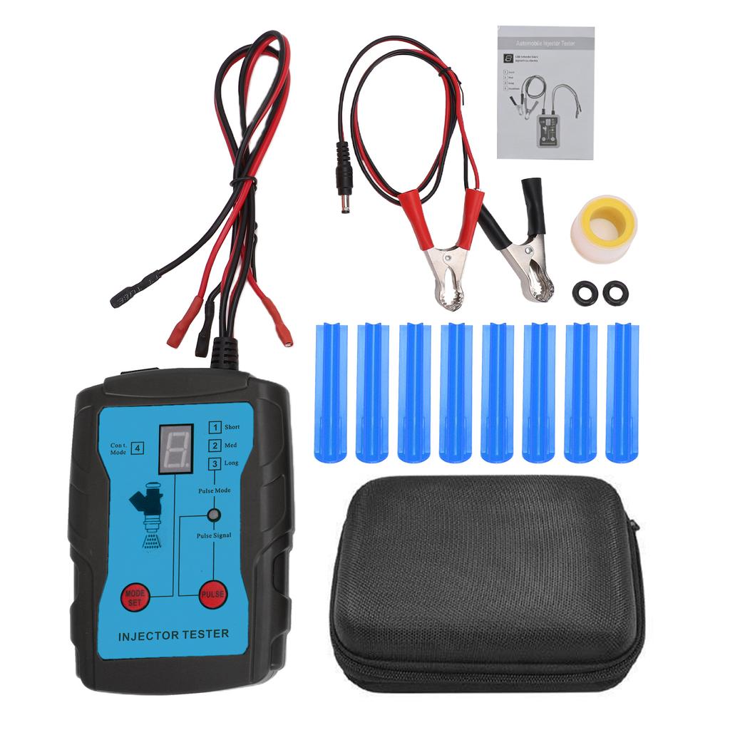 Automotive Fuel Injector Tester Cleaning Tool Kit 2 in 1 Function 8 Adapters and 8 Pulse Modes DIY Tool 4 Wire Dual