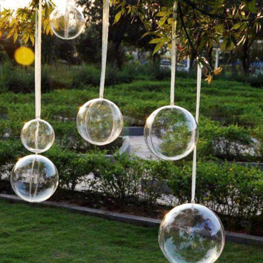 Bola Hueca Redonda de Acrílico Rellenable DIY Adorno para Árbol de Navidad Adorno de Bola para Manualidades Boda Fiesta Decoración Navideña