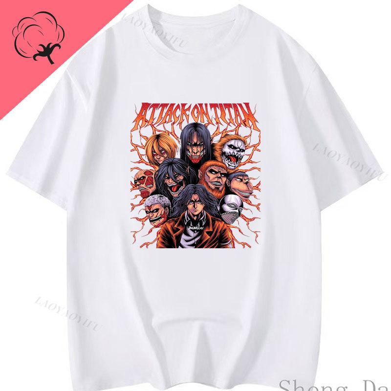 Anime Shirt Attack on Titan T Shirt Vintage Style Shingeki No Kyojin Short Sleeve Oneck Japanese Unisexga Eren Mikasa Graphic Top
