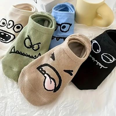 5/10 Paar Dünne Cartoon Lustige Ausdruck Japanische Niedliche Damen Bootssocken für Frühling und Sommer