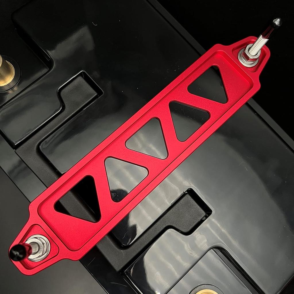 Battery Hold Down Sets,With Billet Aluminum Battery Tie Down Bracket and 18-8(304) Stainless Steel J bolts (Red, 10 inch bolts)