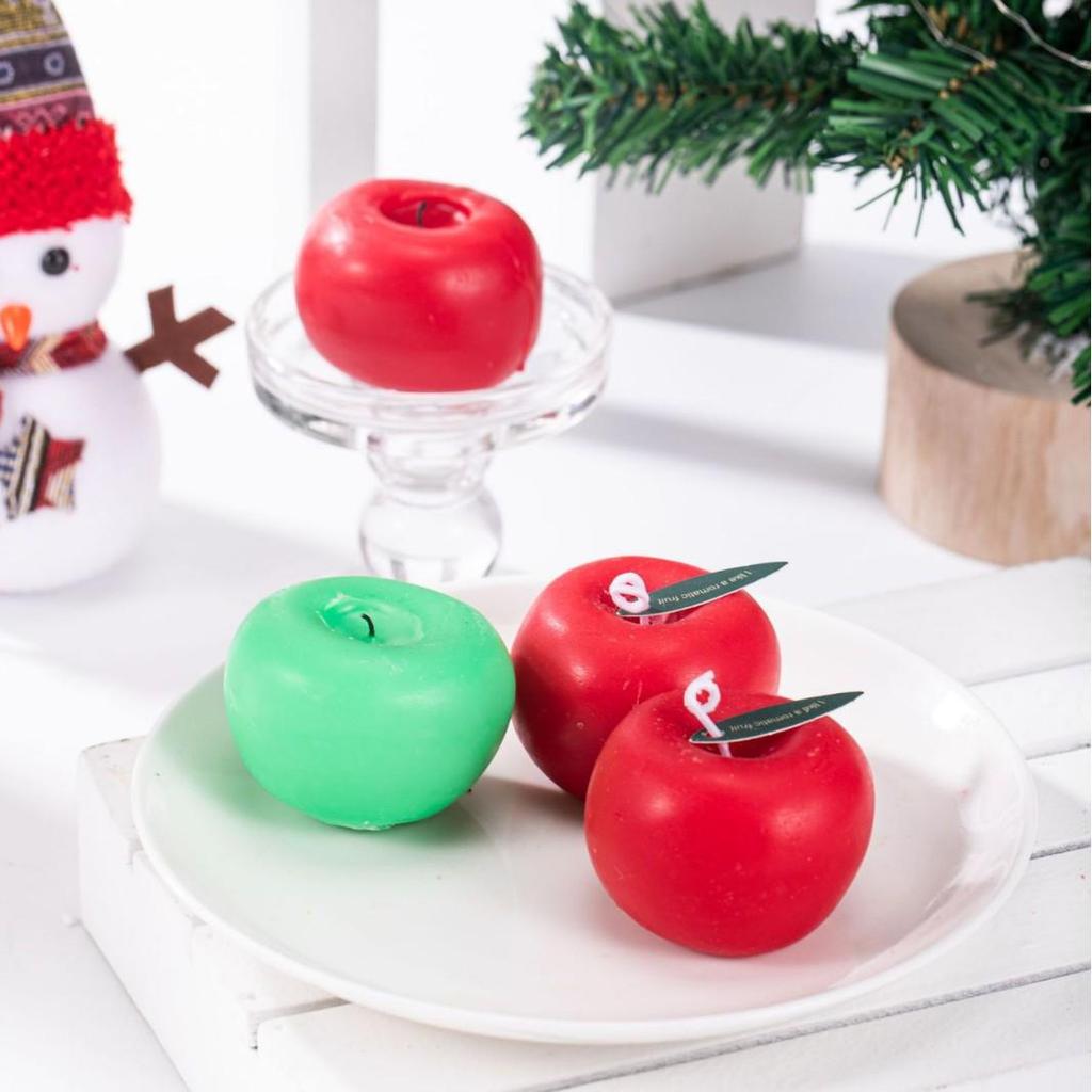 Handmade Apple Scented Candle - Christmas Eve Shape Gift