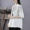 Women's 2024 Spring/Summer Ruffle Top - Short Sleeve, Loose Fit, Round Neck for Middle-Aged and Elderly Fashion