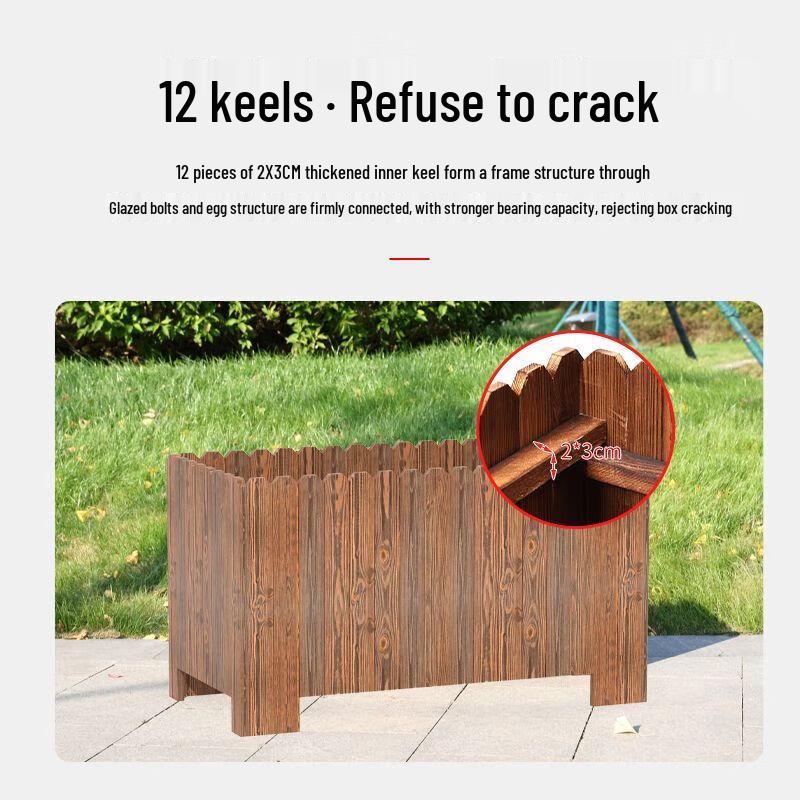 Hualongdun Extra Large Carbonized Wood Rectangular Planter Box