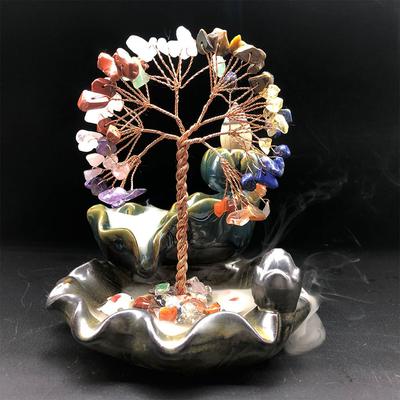 7 Chakra Baum Räucherstäbchen Keramik Wasserfall Räucherstövchen Rückfluss Duft Halter Meditation Aromatherapie Glücksbaum Schmuckstück