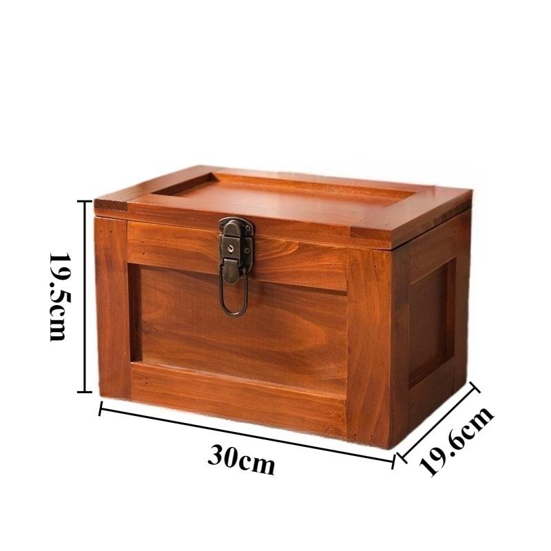 

Wooden Storage Box Vintage Lockable Storage Box Cosmetic Makeup Organizer Boxes Household Organization Groceries Accessories