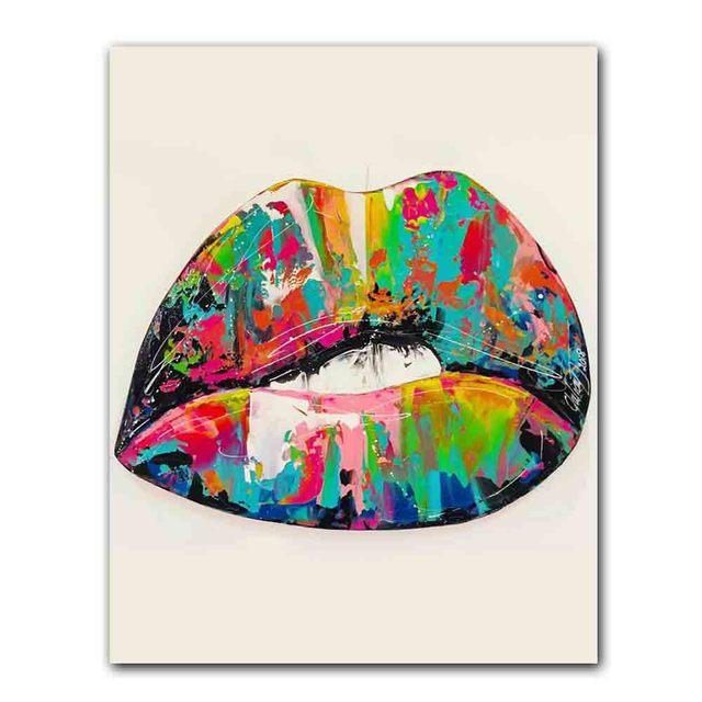 Nordic Graffiti Art Fashion Canvas Painting Sexy Lips Poster Office Wall Painting Living Room Bedroom Home Decoration Mural No Frame