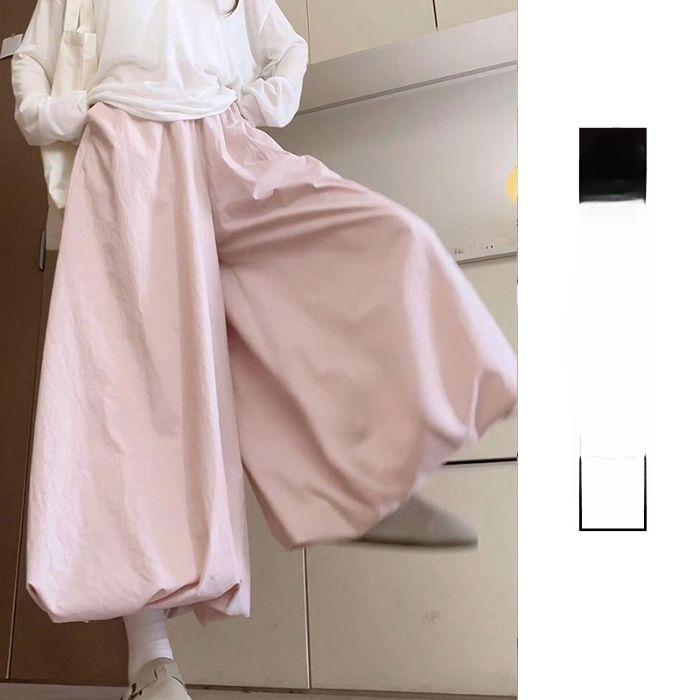 Spring Yellow Flower Bud Skirt Pants Women's Summer New High Waisted, Loose Fit Trousers, Slimming and Drooping Lantern Pants, Casual Wide Leg Pants