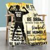 Football Player1 Personalized Text Blanket Multi-purpose Customizable Blanket Soft Warm Cozy Perfect for Living Room Office Couch Office Chair