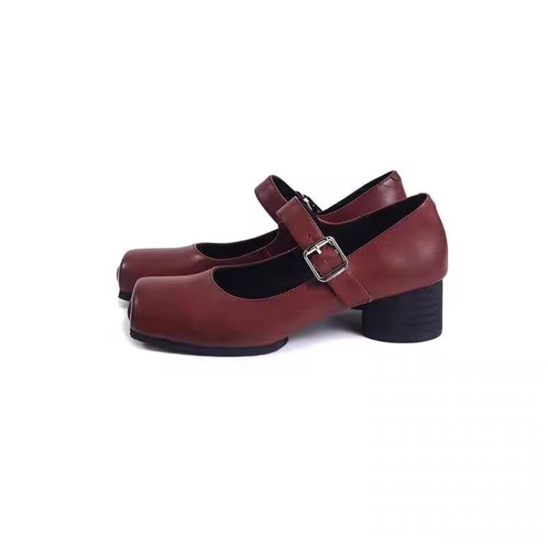 Designer Vintage Femei Mary Jane Pantofi Fashion Pantofi cu varf patrat Primavara Toamna Sandale elegante cu toc joase