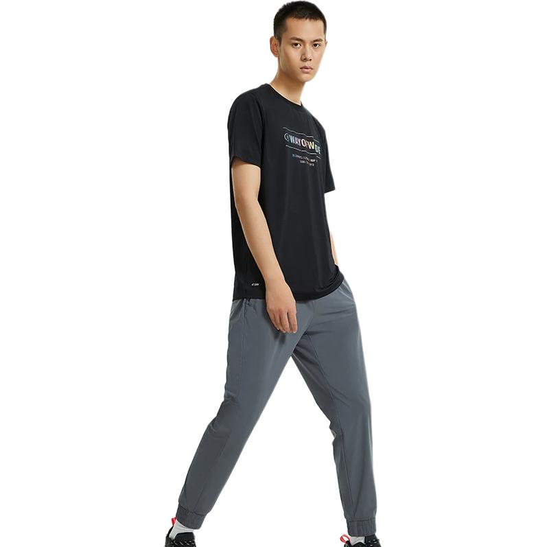 Li Ning Wade Series Reflective Letter Quick-Dry Sports Crew Neck Short Sleeve T-Shirt Men Tops Black ATSR287-1