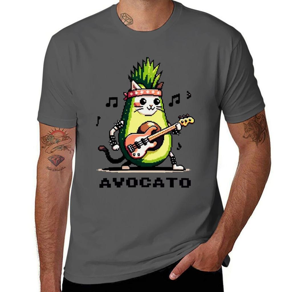 Avocato Punk 8bit Catavocado Bassist Tshirt Heavy Duty Casual Work Tee