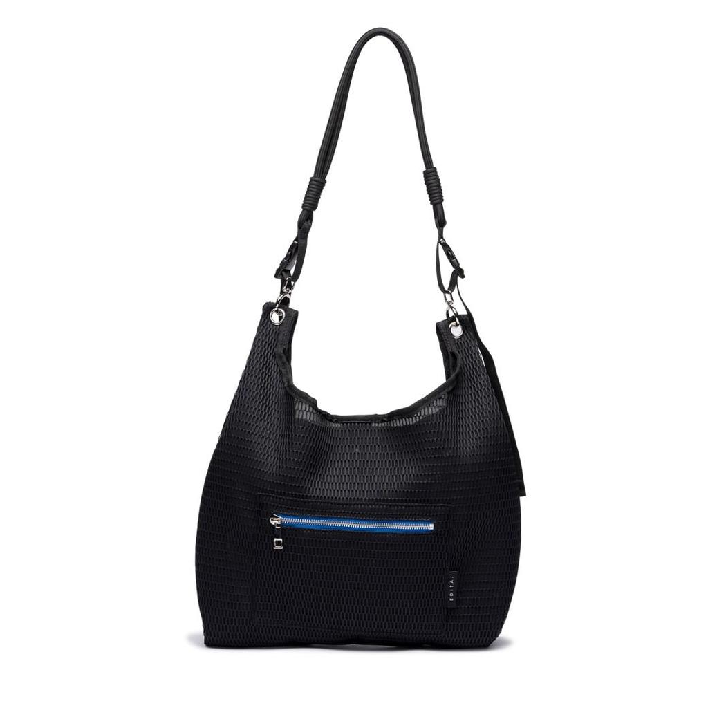 Edita Tote Bag, Shoulder Bag, Women's and Men's, Large Capacity, A4 Size, 4-Way, Mother's Bag, Lightweight, Machine Washable, Mesh, Edt-154, Black