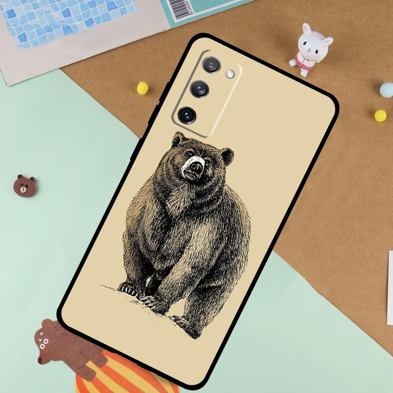 Cartoon Grizzly Bear Soft Case For Samsung Galaxy S25 Ultra S9 S10 S20 S21 S22 S23 S24 Plus S24 FE Funda Cover