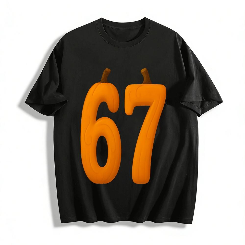 

Halloween Pumpkin Style Number 67 Graphic Casual Top Pure cotton T-shirt XXS