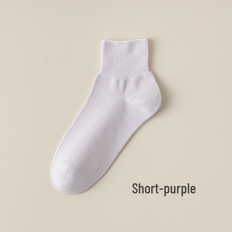 Women's Pure Cotton Short Socks - Lightweight, Breathable, Sweat-Absorbent, Solid Color (Spring/Summer)