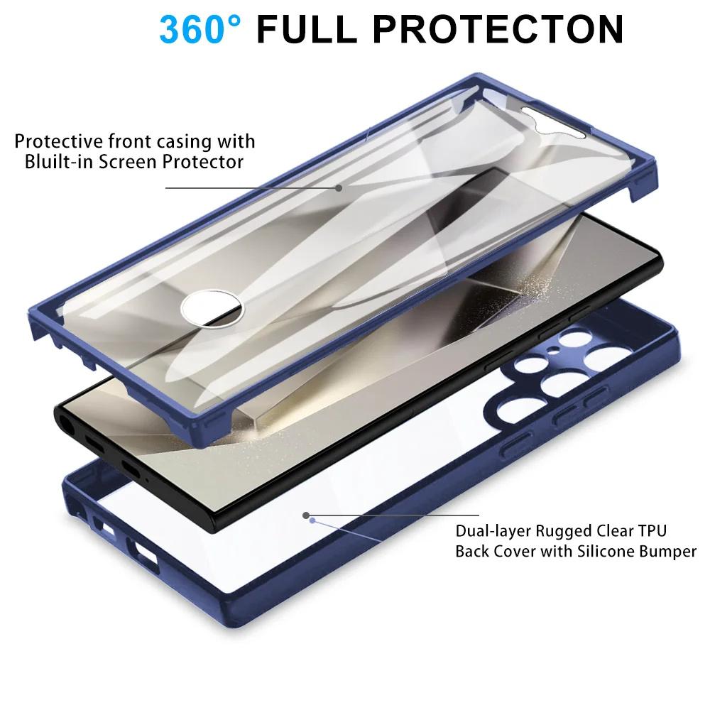 360 Full Cover Screen Protector Case For Samsung Galaxy S24 S23 S22 Ultra S21 Plus S20 FE A55 A35 A53 A52s A34 A14 A54 A15 Cover