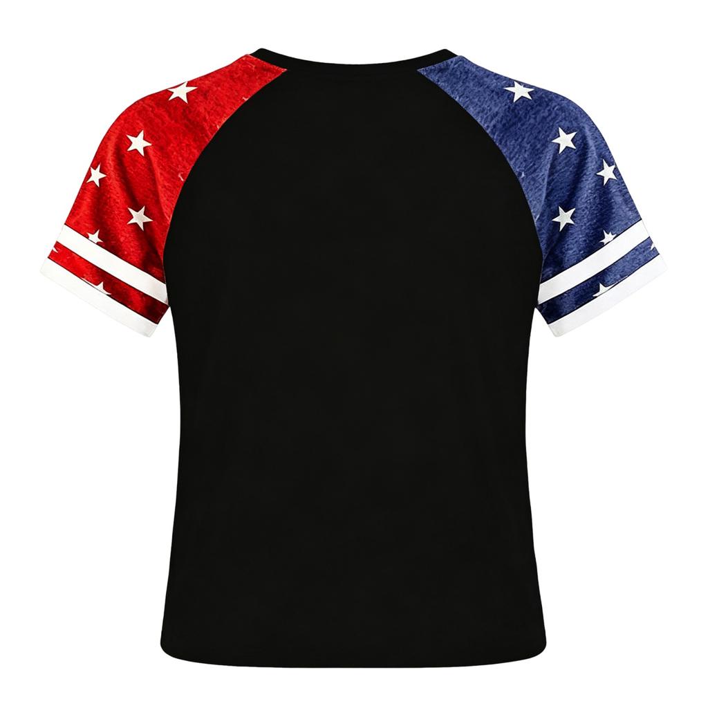Kids Independence Day T-Shirt USA Print Short Sleeve Casual Crew Neck Top Patriotic Graphic Tee for Boys Girls Summer Wear