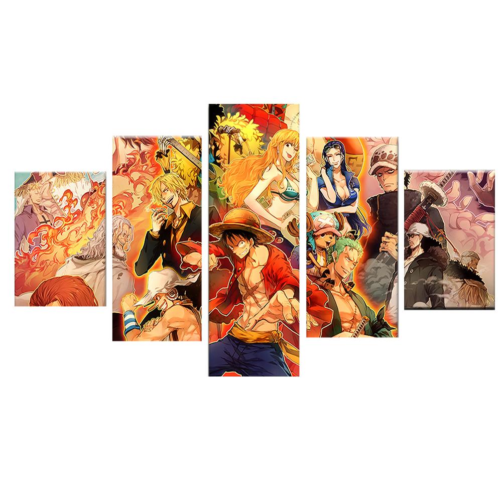 

Настенное искусство, холст, живопись, постеры, домашний декор, HD-принты, фотографии, 5 шт., персонажи аниме, модульное украшение для гостиной, без рамки 40x60cm*2 40x80cm*2 40x100cm*1