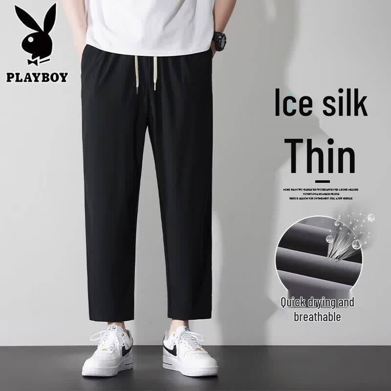PLAYBOY Men s Ice Silk Summer Cropped Pants XL