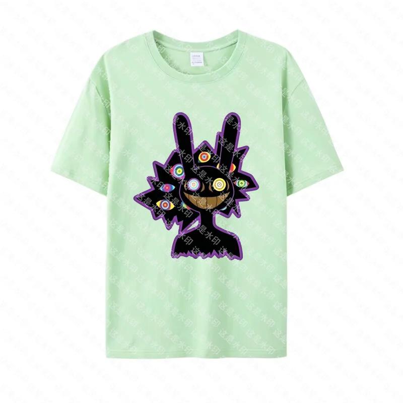 Trippy Multi Eye Jax Charakter Grafik T-Shirt, TADC Psychedelisches Kaninchen Cartoon Print Tee, Dunkles Gruseliges Style Kurzarm Top