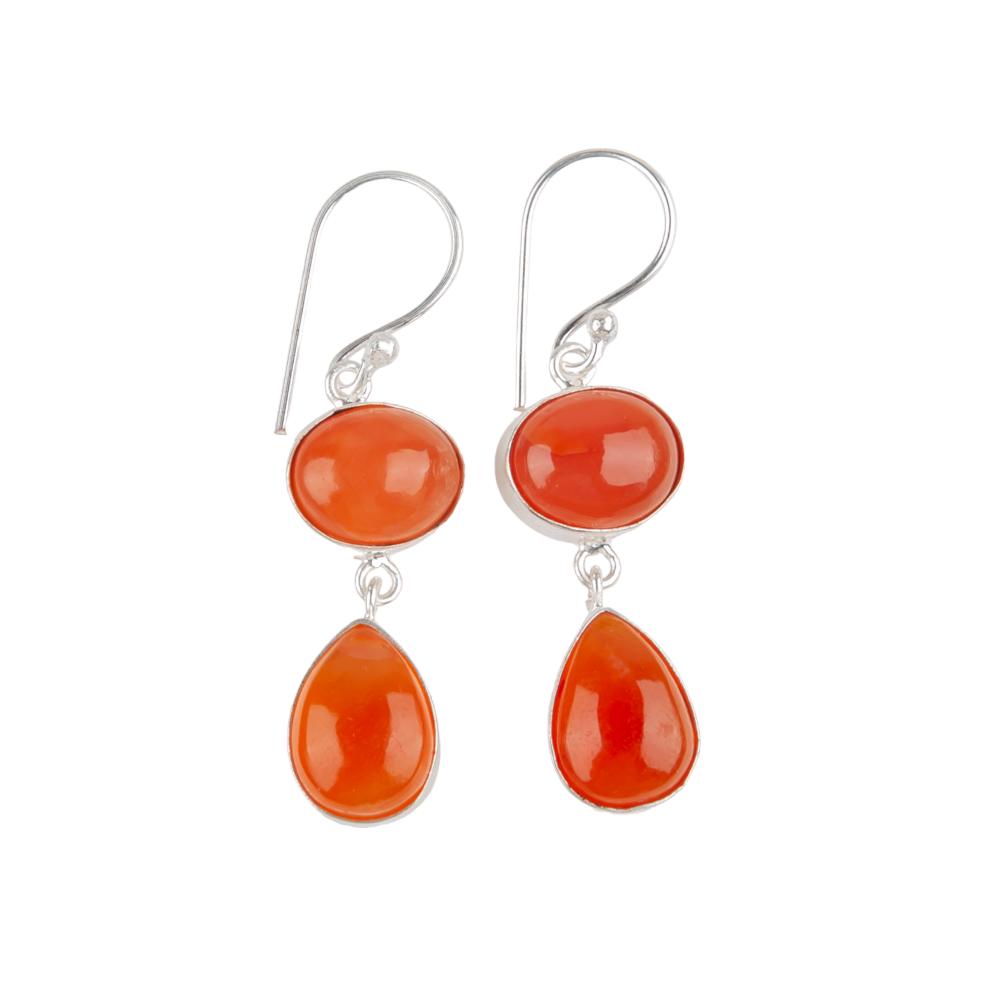 Rare Carnelian Gemstone 925 Sterling Silver Jewelry Handmade Gift Earrings 1.88" EE-73-21