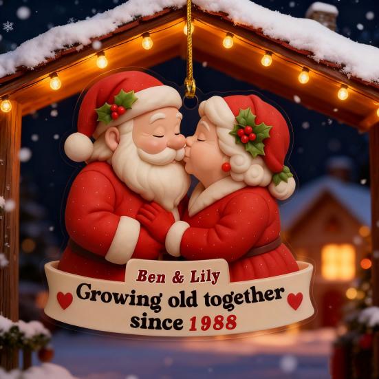 Yousheng Xmas Tree Hanging Pendant Growing Old Together Since 2025 Personalized Acrylic Christmas Ornament Santa Couple Decoration