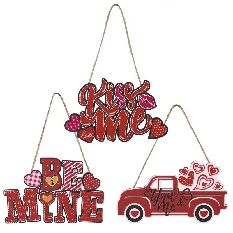 Love Themed Door Sign Pendant Pink Sign Love Valentine's Day Ornaments Heart Pendant Love Be Mine Sign