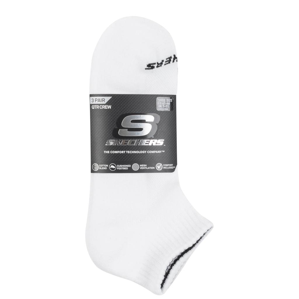 Skechers 3pk Unisex Terry Qtr Crew, Unisex white Socks