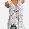 V-neck Sleeveless Flowy Hem Pullover Top Floral Print Lady Vest Top for Daily Wear