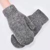Double Layer All Fingers Mittens Solid Color Fur Knitted Gloves Fashion Winter Gloves  Women Girl