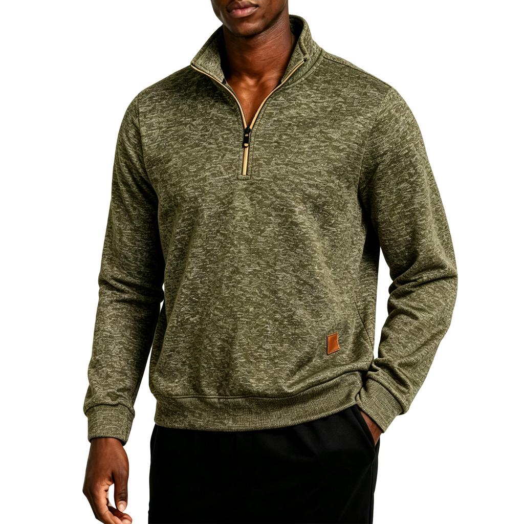 Men's Knit Pullover with Stand Collar and Light for Casual Wear