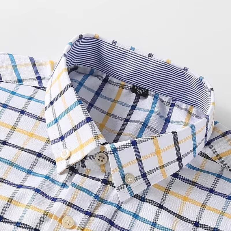 100% Reine Baumwolle Oxford Hemden für Herren Langarm Kariertes Hemd Gestreiftes Männliches Business Karriertes Rotes Hemd Herren Designer Kleidung 7XL