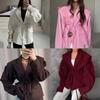 2026 Damen Eleganter Business Casual Einfarbiger Blazer-Mantel mit Krawattenkragen Leichte Langarm Bürokleidung