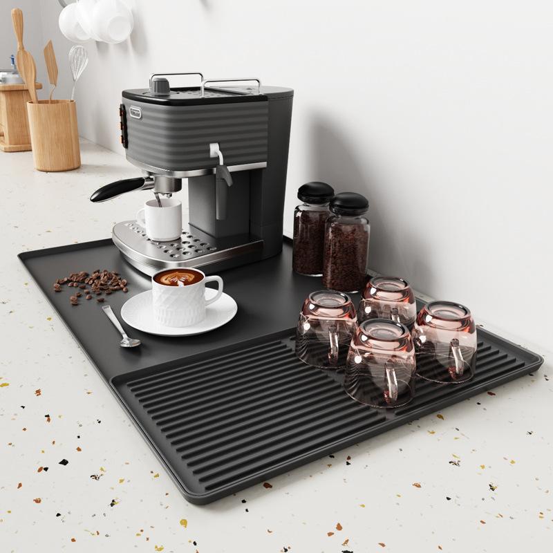 

Silicone Coffee Mat Large Drain Tray Bar Table Anti-slip Heat Insulation Pad Coffee Cup Dryer Mat Kitchen Accessories