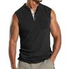 Men's Sleeveless Men's V-neck Button Sport Breathable Wide Shoulder Man T-shirt