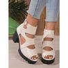 High Heeled Roman Sandals Women's Plus Size 2025 Summer New Thick Heel Cutout Heel Sandals