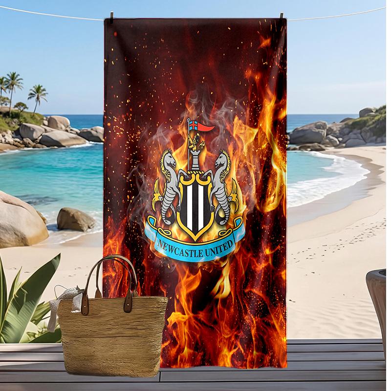 Newcastle United Football Print Beach Towel, Large Soft Quick Dry Towel for Beach Camping Swimming