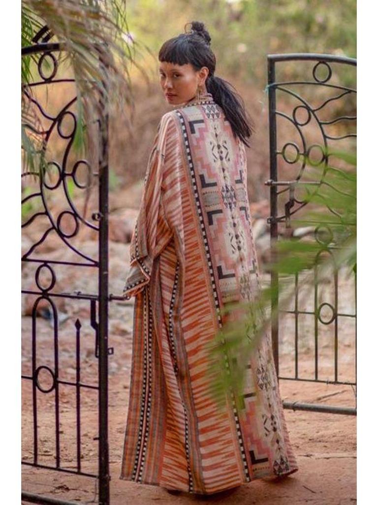 Zielony Geometryczny Kardigan: Luźna kurtka plażowa chroniąca przed słońcem dla kobiet