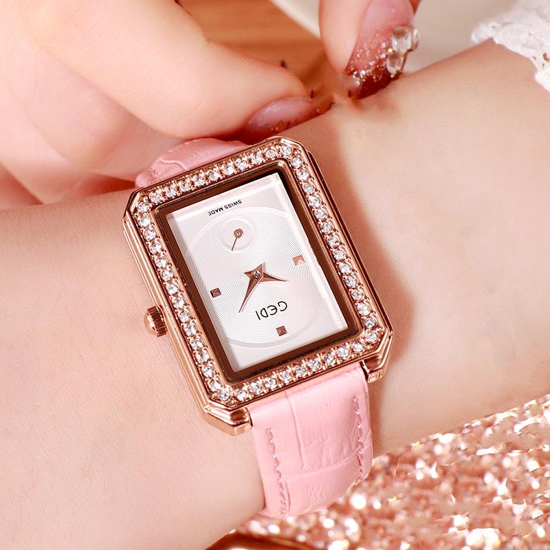 Diamond-Encrusted Square Women'S Belt Watch Waterproof Fashion Casual Women'S Watch